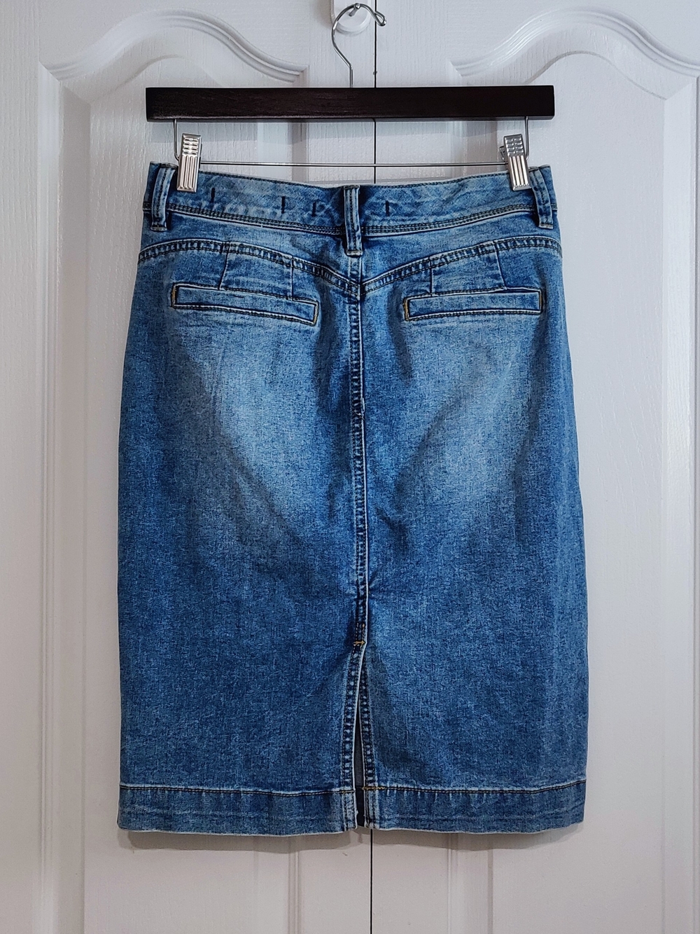 Goddess Fit Stretch Denim Pencil Skirt Medium Wash Small - Picture 2 of 13